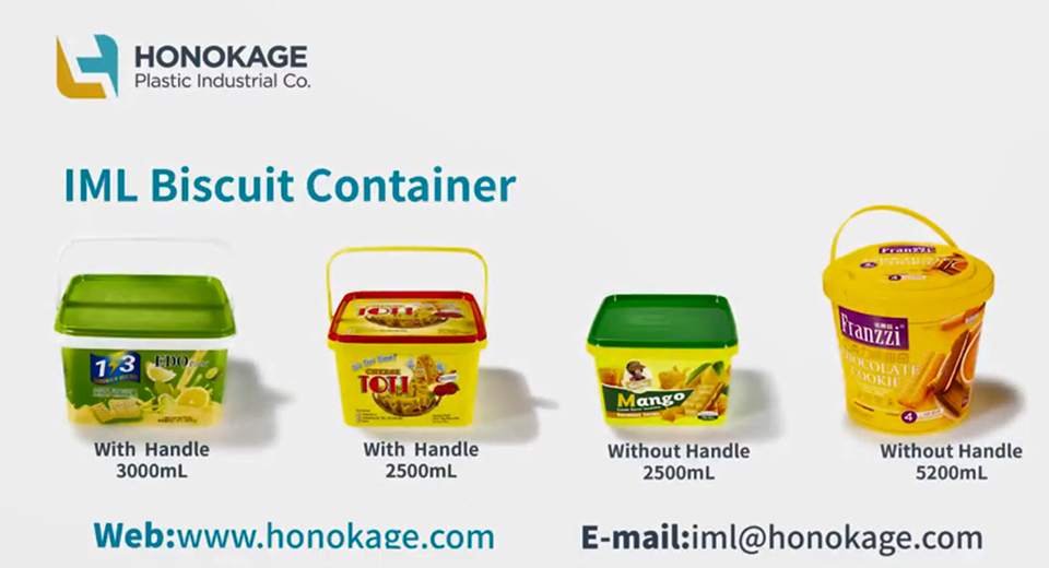 3l Square Plastic IML Biscuit Container With Single Handle Producing Video
