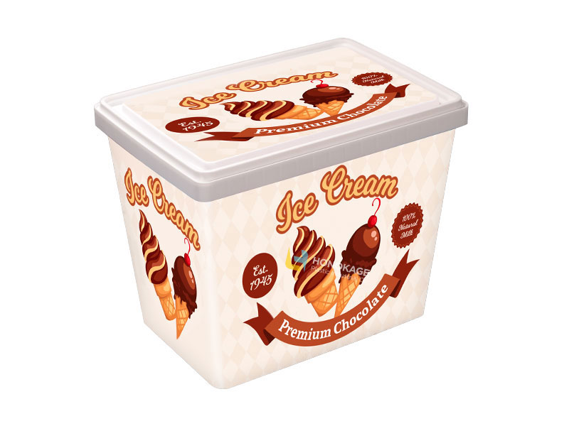 2L Rectangular Plastic IML Ice Cream Container As Tall Height