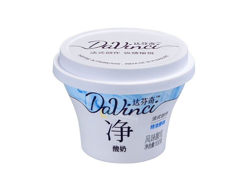 100g Plastic Shrinkage Film Yogurt Cup With Lid and Spoon