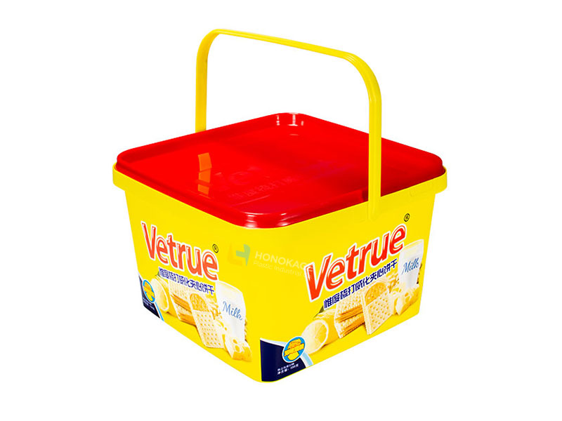 2.5l IML Flexo Printing Biscuit Container With Single Handle
