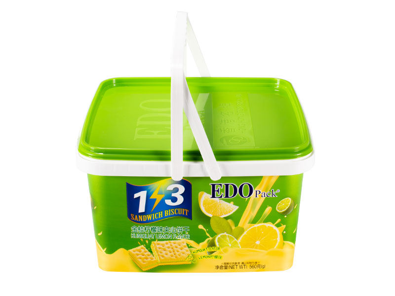 3l square plastic iml biscuit container with double handles 2