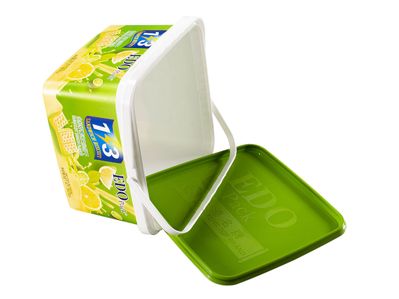 3l square plastic iml biscuit container with double handles 3
