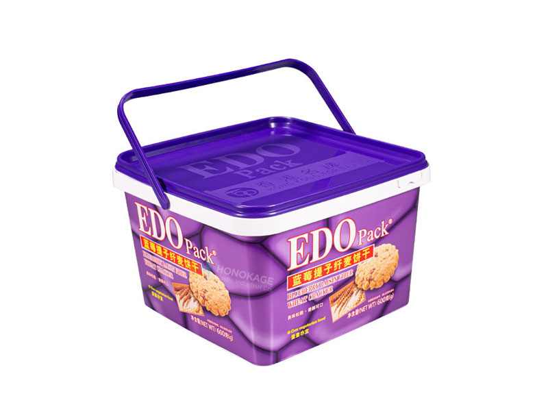 3l Square Plastic IML Biscuit Container With Single Handle